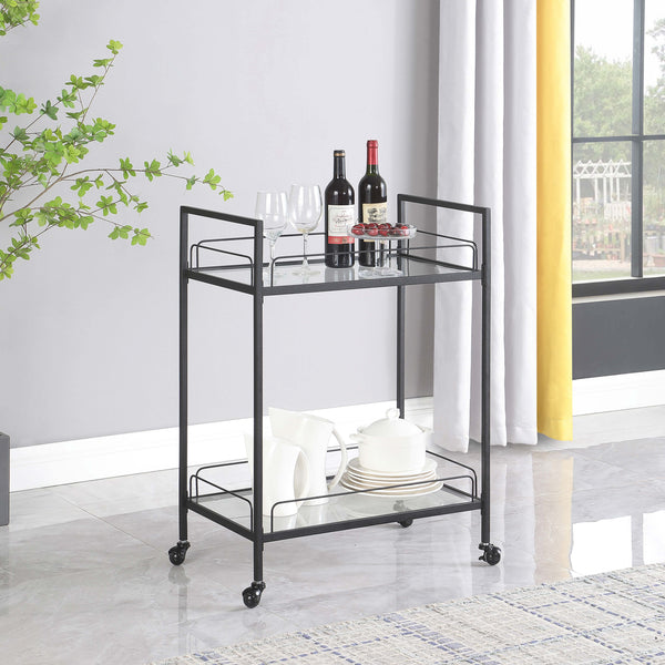 Curltis Serving Cart with Glass Shelves Clear and Black image