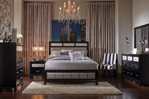 Barzini Bedroom Set with Upholstered Headboard Black image