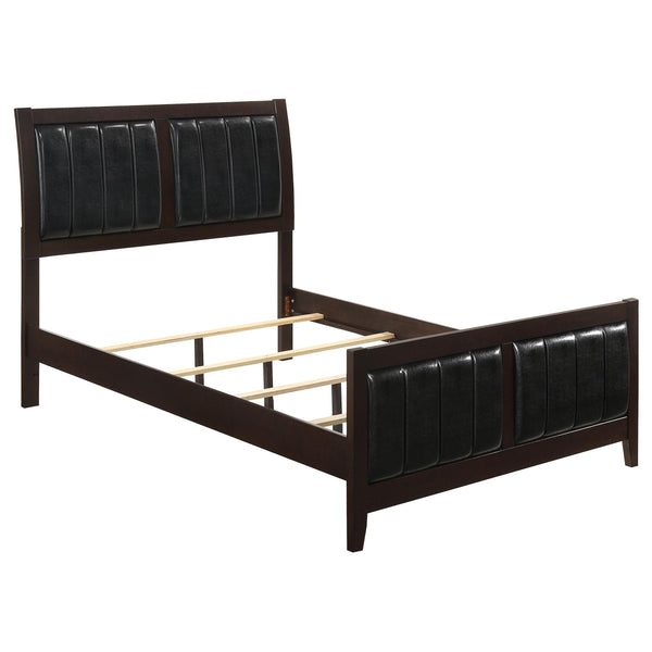 Carlton Queen Upholstered Bed Cappuccino and Black image