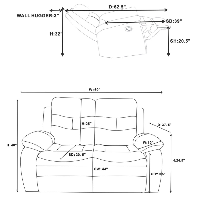 Nova Reclining 3 Pc Set