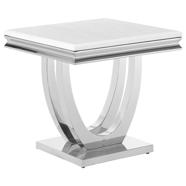 Kerwin U-base Square End Table White and Chrome image