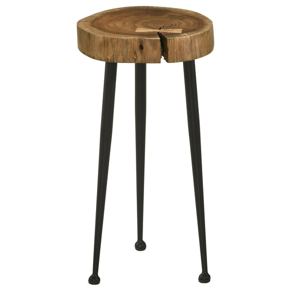 Keith Round Wood Top Side Table Natural and Black image