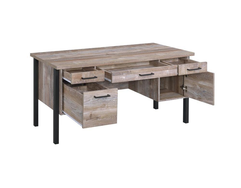 Samson 4-drawer Office Desk Weathered Oak