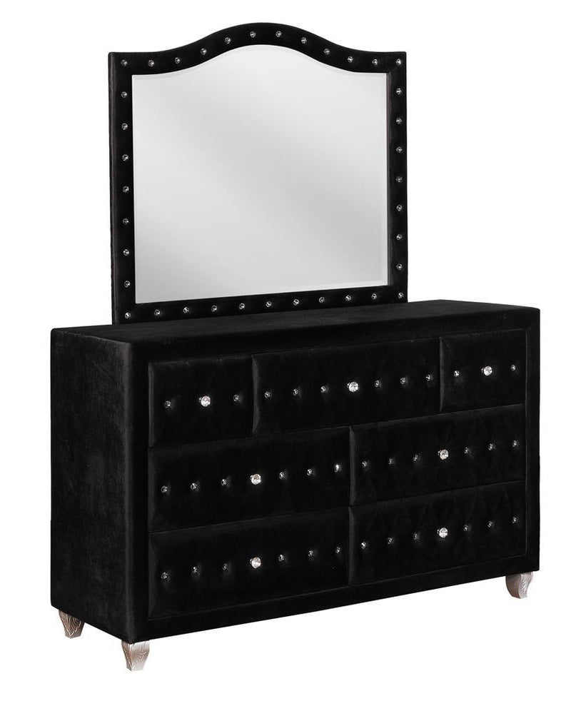 Deanna Button Tufted Dresser Mirror Black