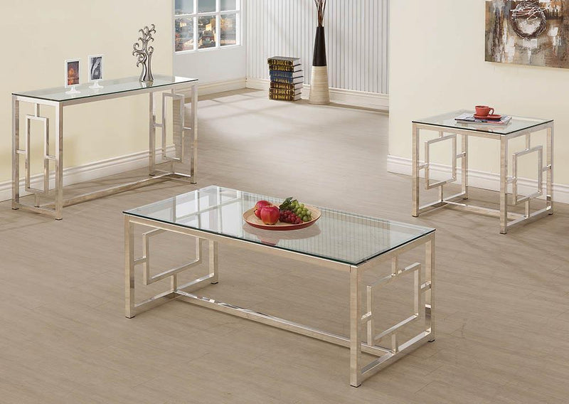 Merced Rectangle Glass Top Sofa Table Nickel