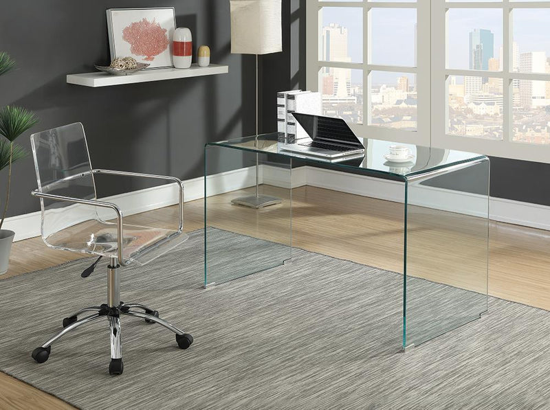 G801581 Contemporary Clear Glass Writing Desk