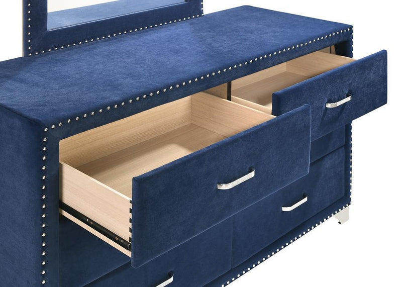 Melody 6-drawer Upholstered Dresser Pacific Blue