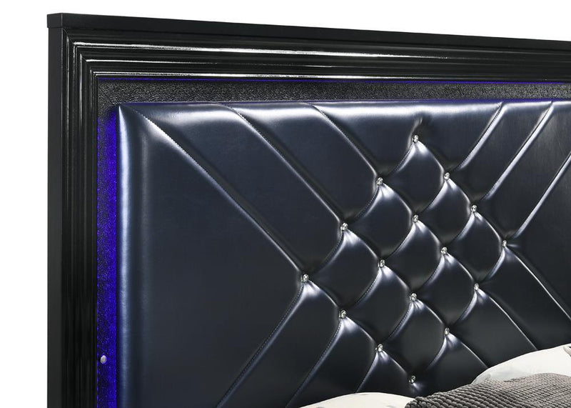 Penelope California King Bed with LED Lighting Black and Midnight Star