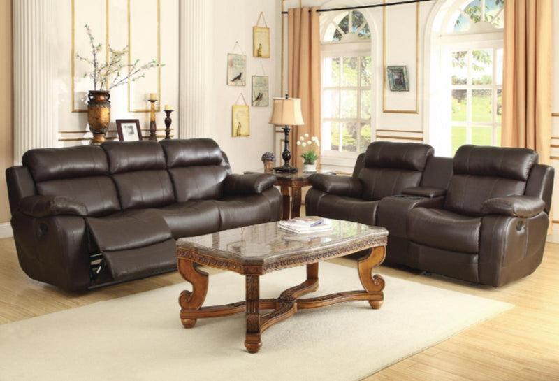 Marille Double Glider Reclining Loveseat with Center Console in Brown