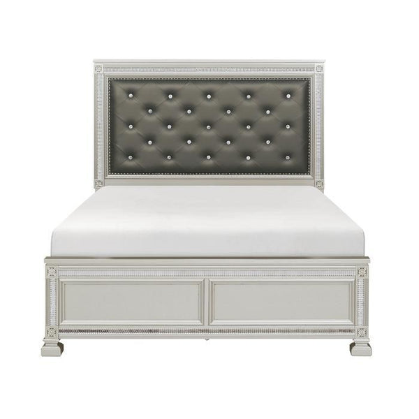Bevelle Queen Upholstered Panel Bed in Silver 1958-1 image