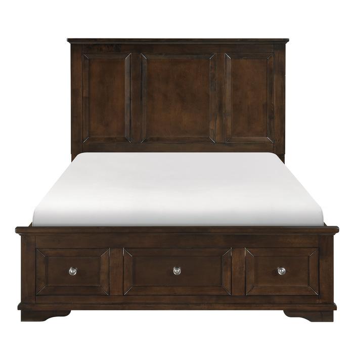 Eunice Queen Platform Bed with Footboard Storage in Espresso 1844DC-1