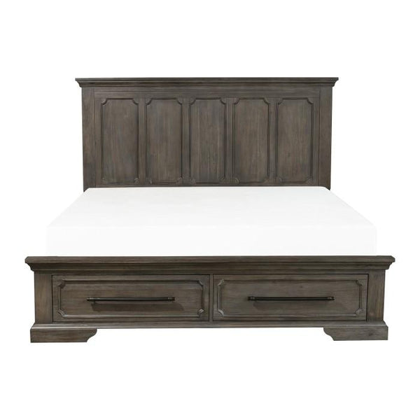Taulon King Platform Bed with Footboard Storage in Dark Oak 5438K-1EK image