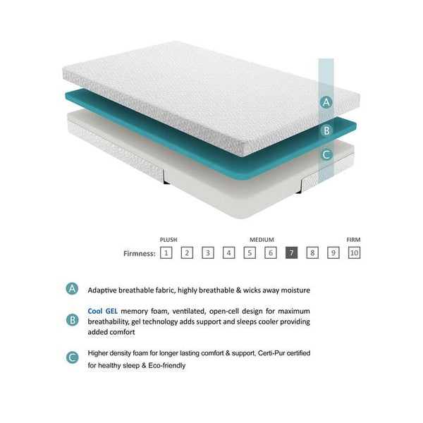 MT-NG06T - 6" Twin Gel-Infused Memory Foam Mattress