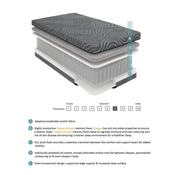 MT-USH08Q - 8" Queen Copper-Infused Memory Foam Hybrid Mattress