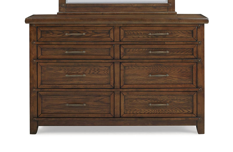 New Classic Furniture Fairfax 8 Drawer Dresser in Medium Oak