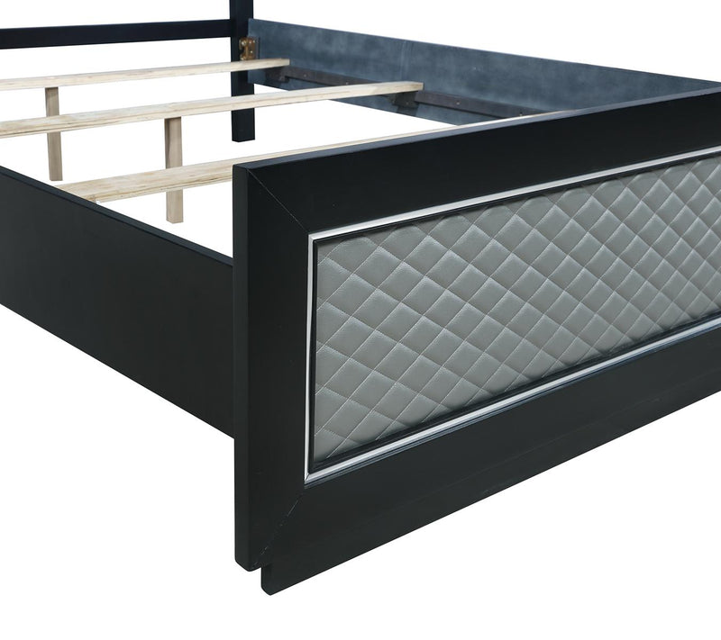 New Classic Furniture Luxor Queen Panel Bed in Black/Silver