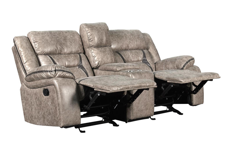 New Classic Furniture Roswell Dual Recliner Console Loveseat in Pewter