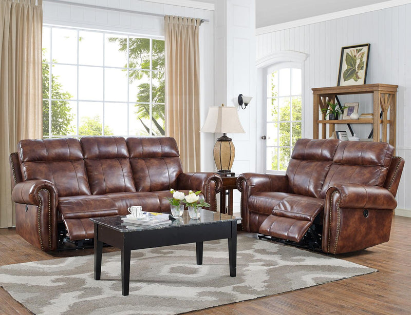 New Classic Roycroft Dual Recliner Loveseat in Pecan